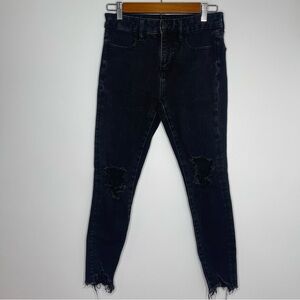 American Eagle The Dream Jean Black Distressed Jeans Size 4 Short